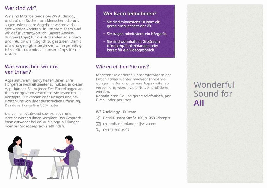 Hörgeräteträger für Nutzerfreundlichkeitstests von Hörgeräten gesucht Gesuch 38359 Bild 2