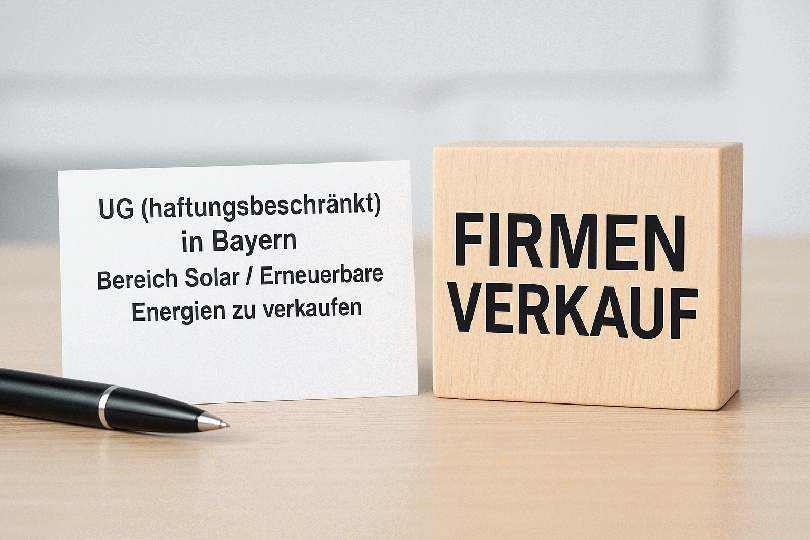 Unternehmensverkauf aus gesundheitlichen Gründen UG aus Bayern Bereich erneuerbarer Energien ab sofort zu verkaufen