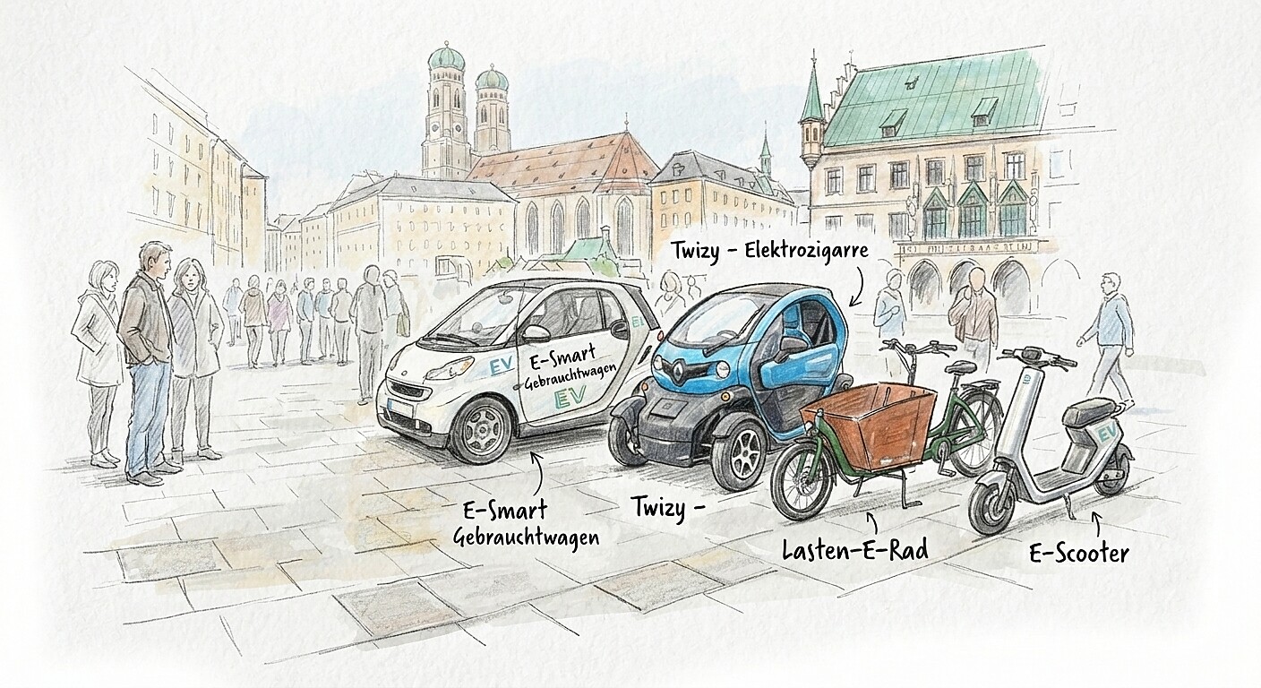 Auto / Motorrad/München: Ich suche Elektromobilität, gebrauchtes Lasten-E-Fahrrad, oder E-Bike oder auch Elektroroller Elektrosmart