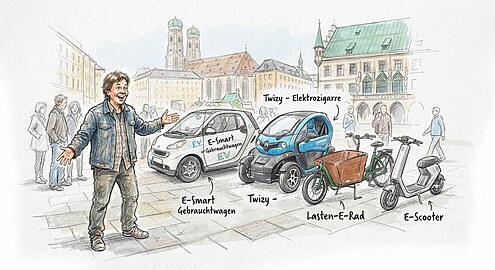 Ich suche Elektromobilität, gebrauchtes Lasten-E-Fahrrad, oder E-Bike oder auch Elektroroller Elektrosmart
